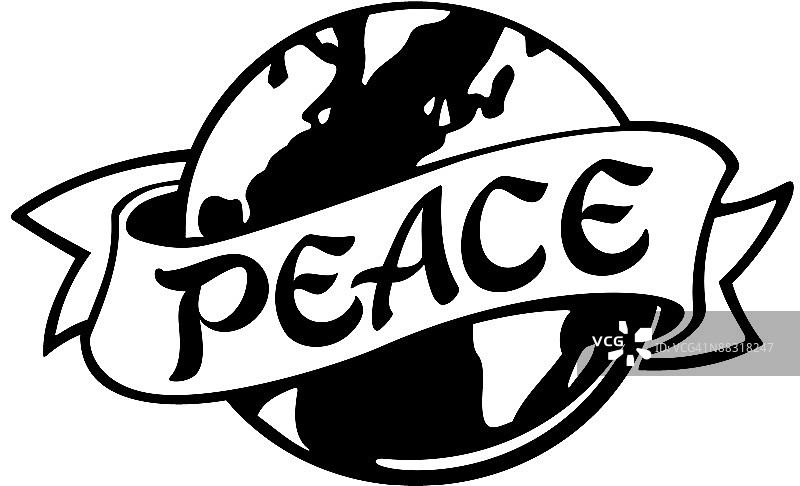 世界地球仪与“和平”banner图片素材