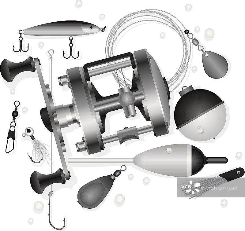 渔具，灰度，分组元素图片素材