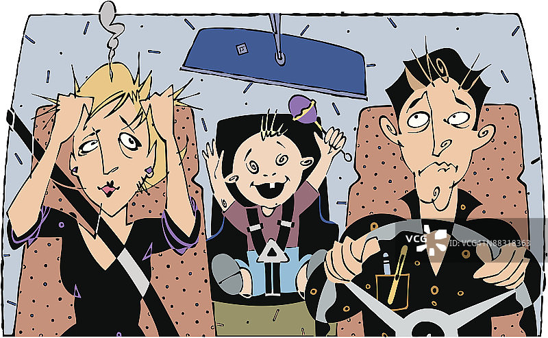 孩子在车里让父母抓狂图片素材