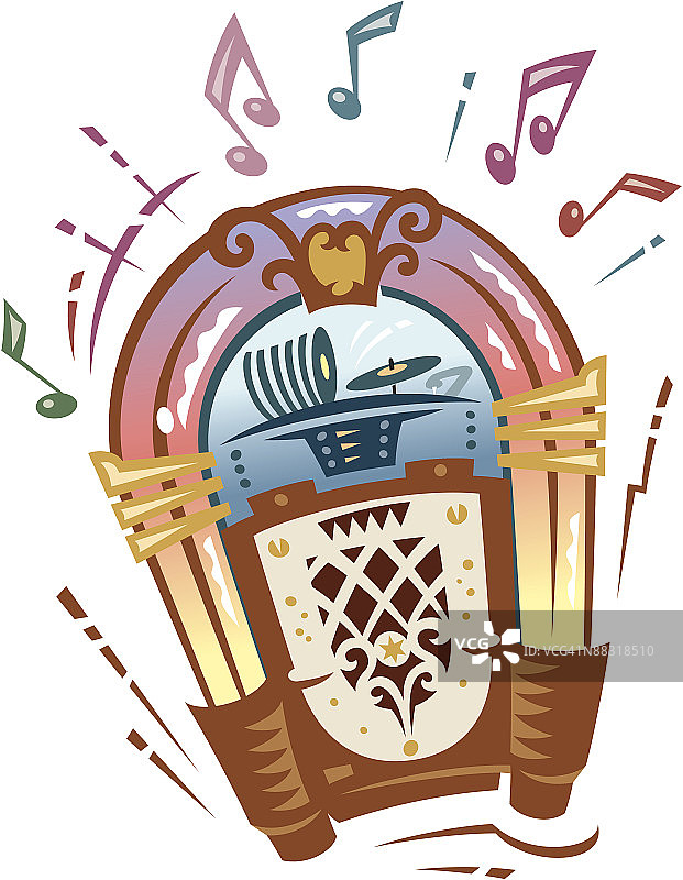 彩色点唱机插画图片素材