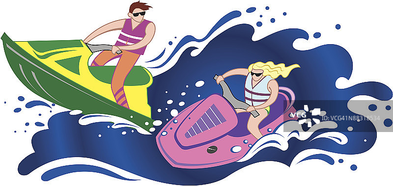 人们骑着个人水上摩托艇图片素材