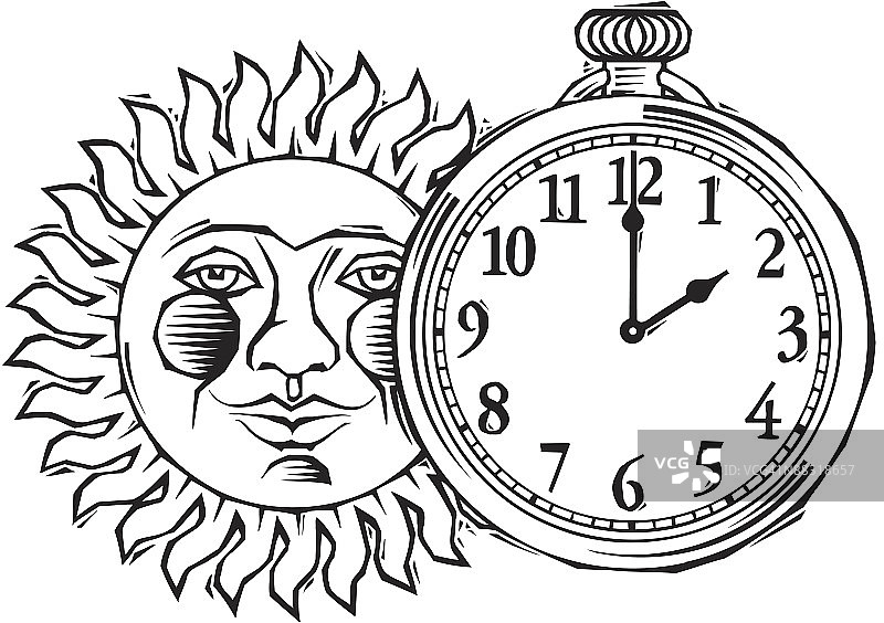 阳光和时钟：需要更多光照，把时钟调快图片素材