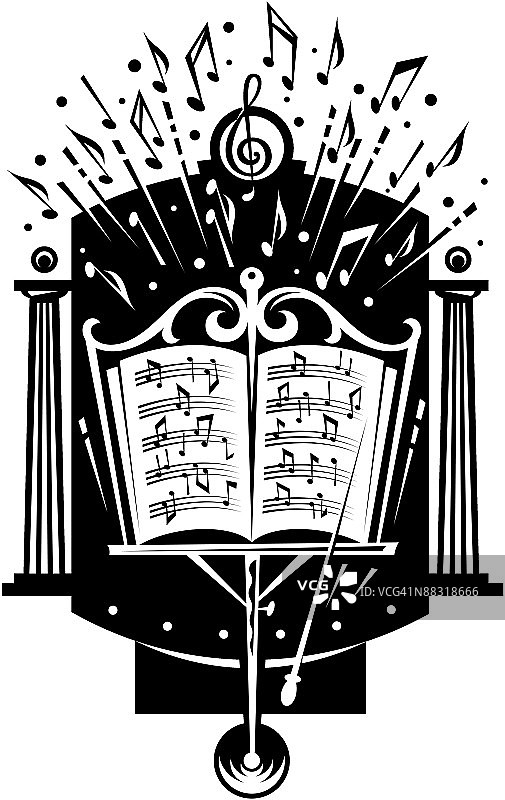 带指挥棒的乐谱架图片素材