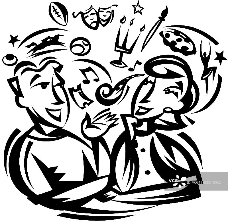 夫妇与娱乐选择图片素材