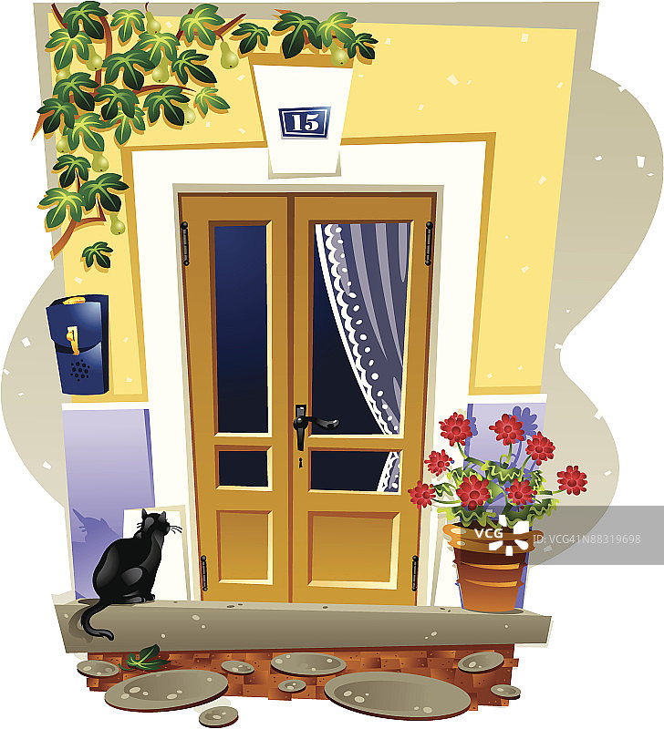 法式门廊，彩色图片素材