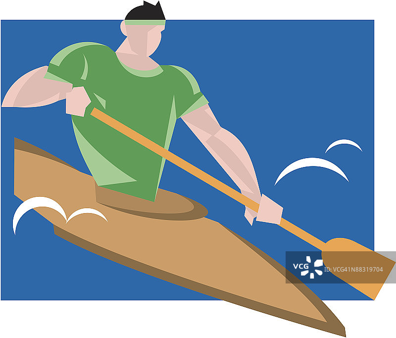 皮划艇上的男人在河上飞驰图片素材