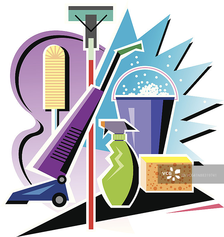 春季清洁设备组合图片素材