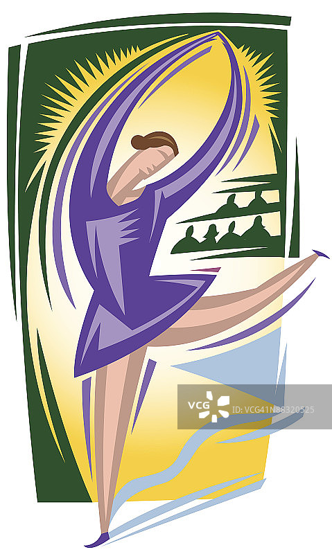 花样滑冰女运动员分层彩色图片素材