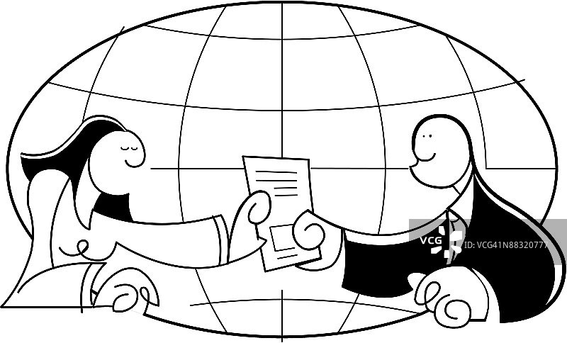 地球仪前的人群图片素材