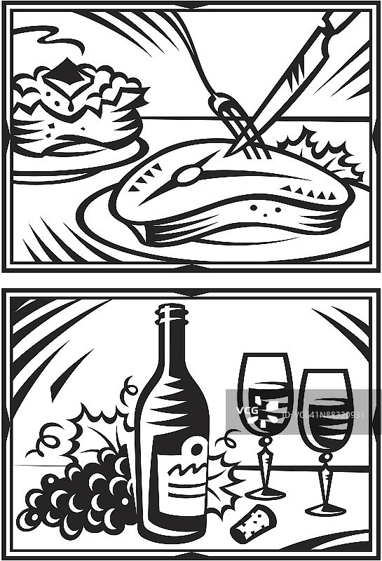 牛排晚餐和葡萄酒图片素材