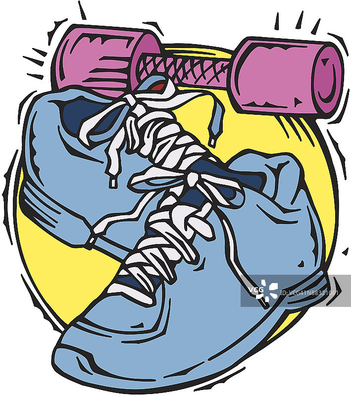 跑步鞋和哑铃，塑造健康体魄图片素材