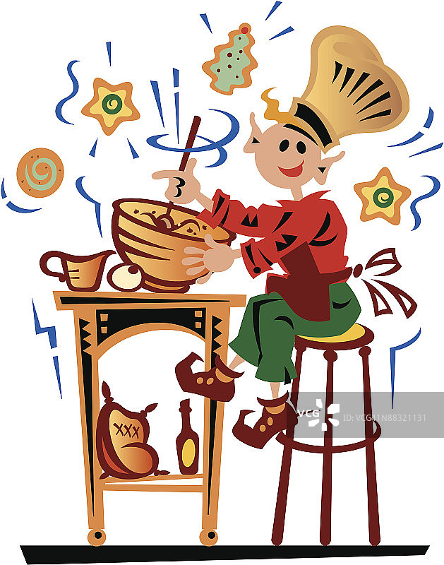 制作饼干的精灵（彩色）图片素材