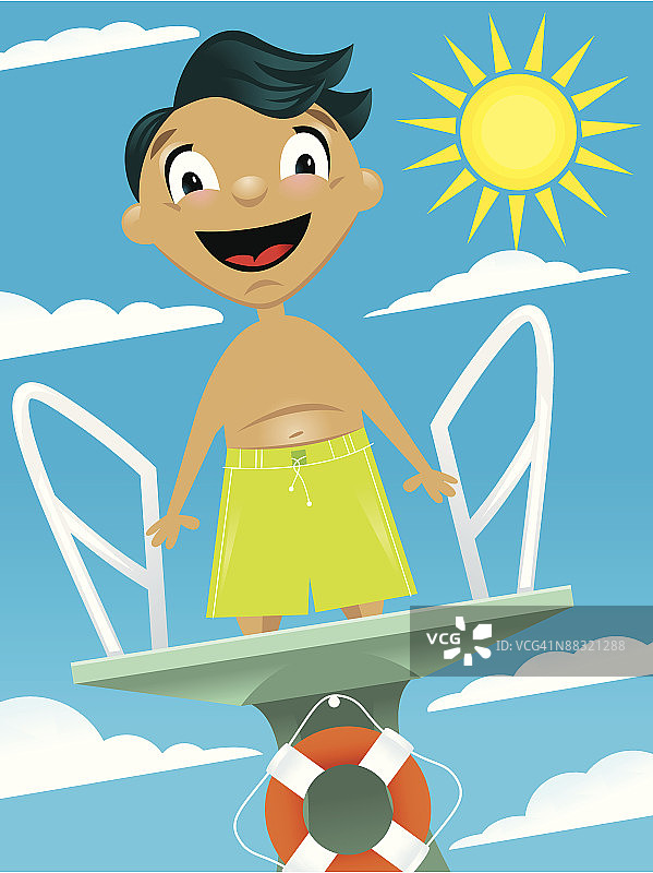 跳板上的男孩图片素材