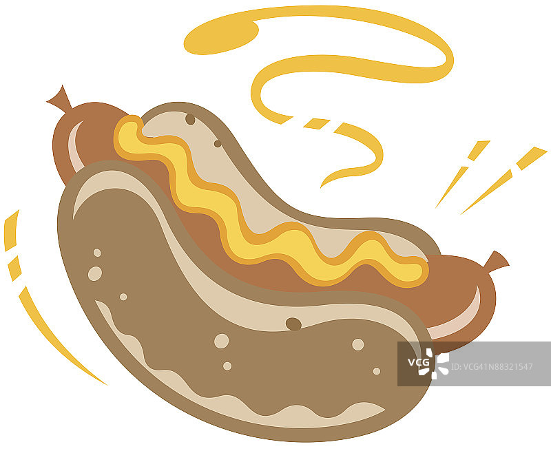 面包里的热狗“颜色”“Illustrator Ver. 3”“分组元素”“棒球场食品”“真正的美国图片素材