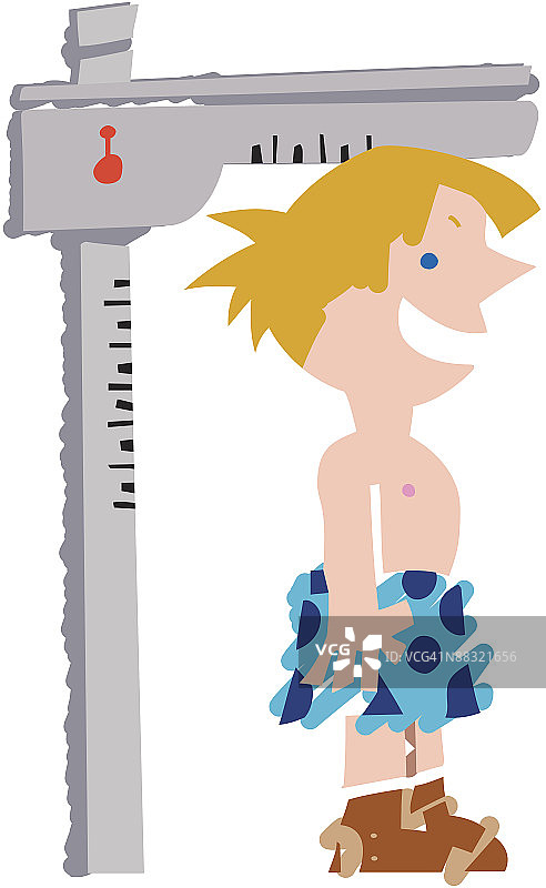 男孩站在测量设备下图片素材