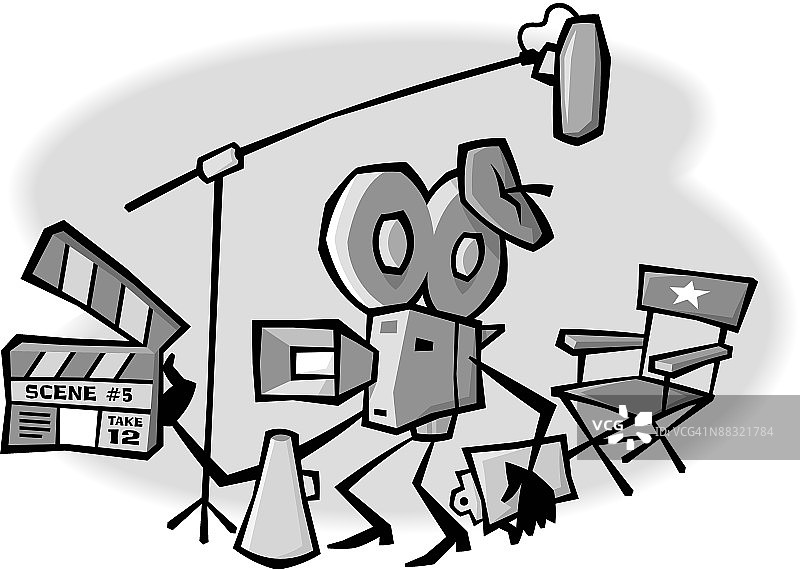 灰度电影摄影机动画图片素材