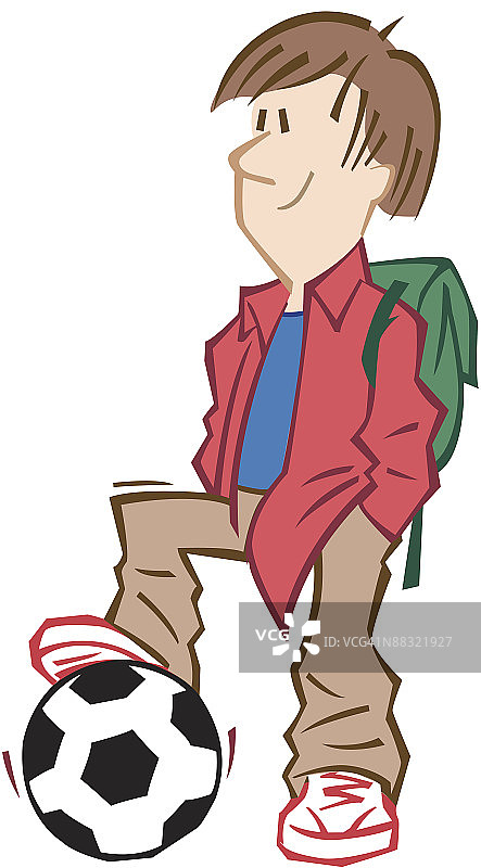 脚踩足球的男孩图片素材