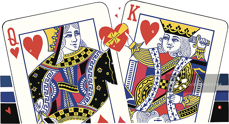 红心K给红心Q一盒糖果图片素材