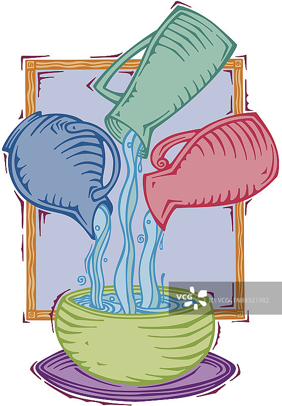 投手将液体倒入碗中，彩色插画，版本3，分组元素，我们的特殊配方，完美融合图片素材