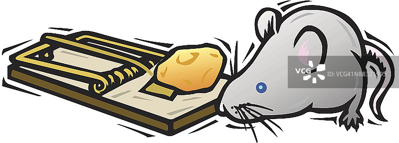 老鼠和陷阱彩色插画（Ver. 3，分层）图片素材