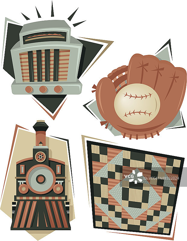 美式蒙太奇分层彩色插画第五版：美国掠影图片素材