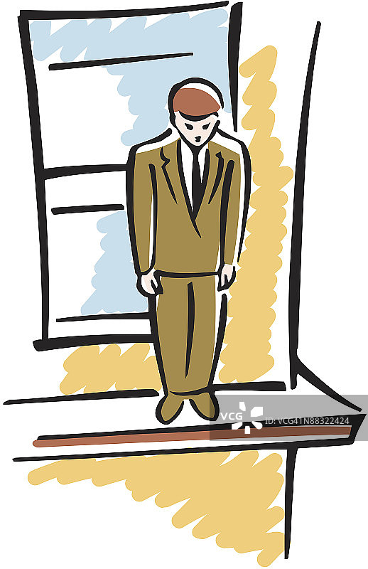 站在壁架上的商人图片素材