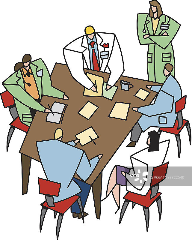 人们在会议桌旁，彩色图图片素材