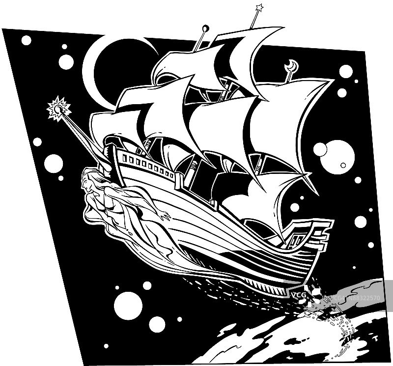 驶向太空的帆船图片素材