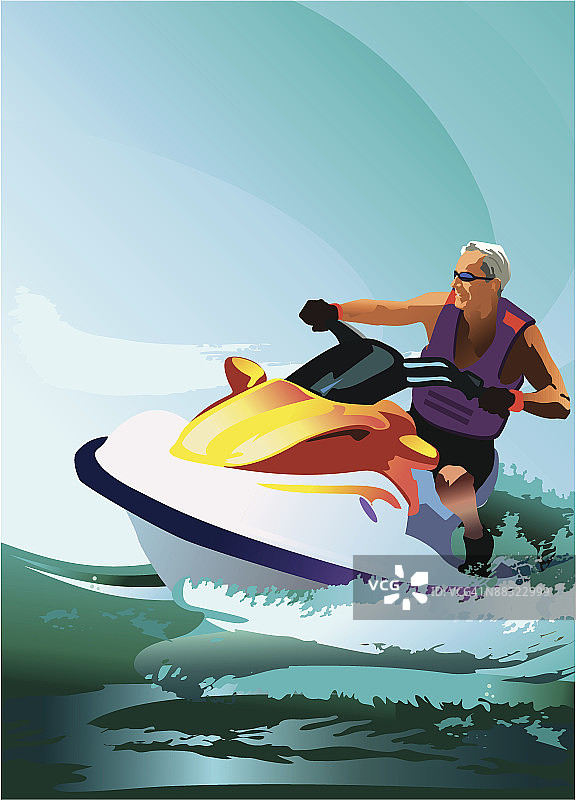 骑着水上摩托艇的男人图片素材