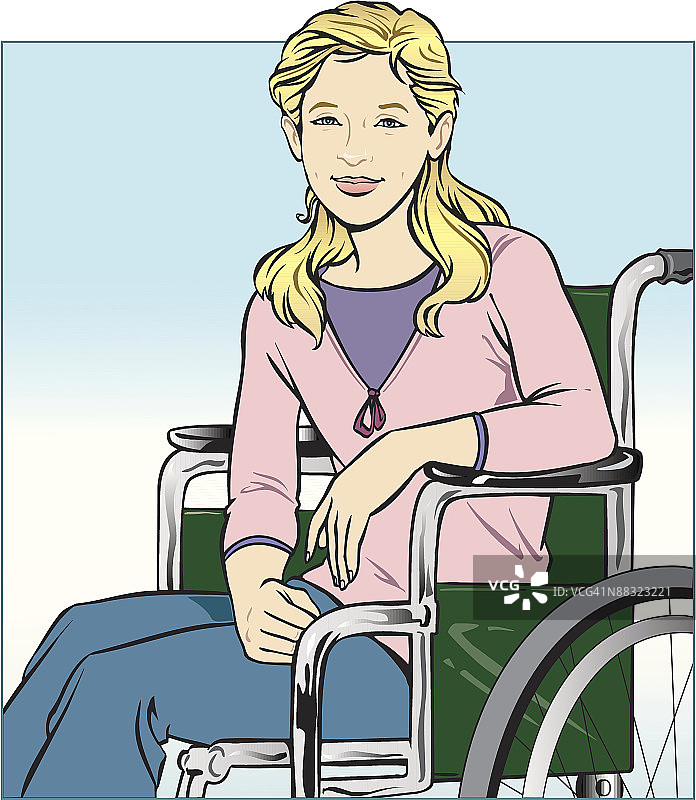 坐在轮椅上的女孩，人人享有发展机会，建造无障碍设施图片素材