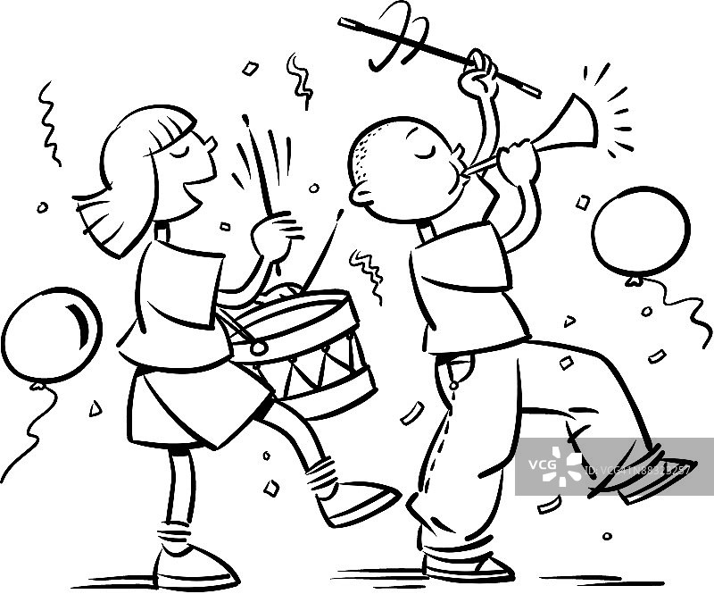 参加游行的孩子们图片素材