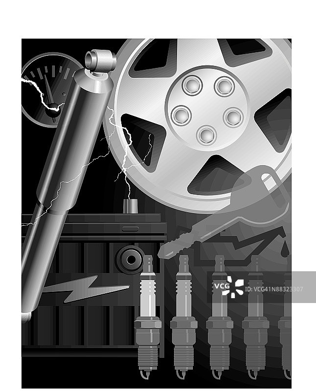 汽车灰度纹理元素图片素材