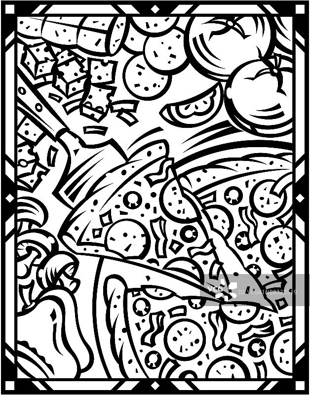 披萨和配料分层，来一片，大家都喜欢。图片素材