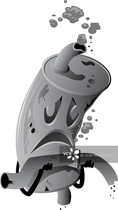 动画旧消音器，灰度图片素材