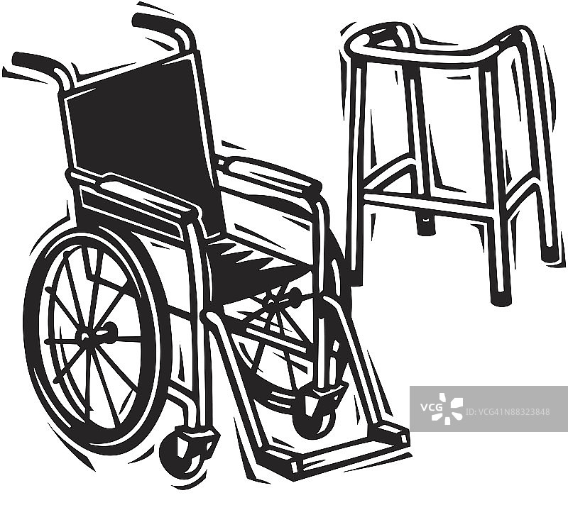 轮椅和助行器，价格合理的用品，提供帮助图片素材