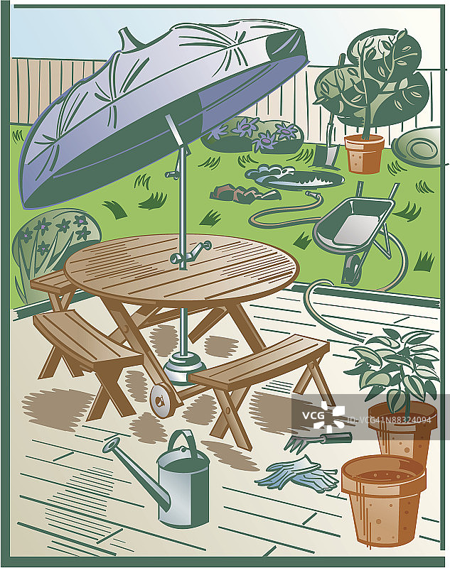 甲板旁的景观美化 分组元素 彩色 让你的院子更美丽 美化你的后院图片素材