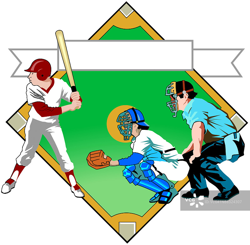 棒球球员、三层彩色banner图片素材