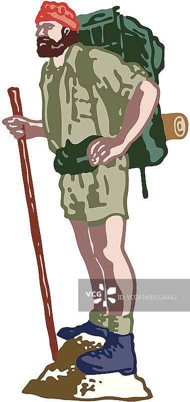 徒步者，男子，彩色分层图片素材