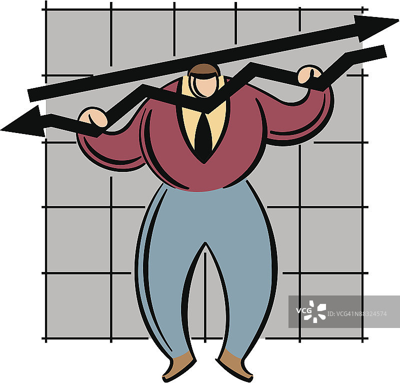 被束缚在经济图表中的商人图片素材