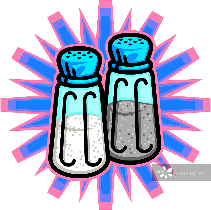 背景突出的盐和胡椒摇 shaker 分层颜色图片素材