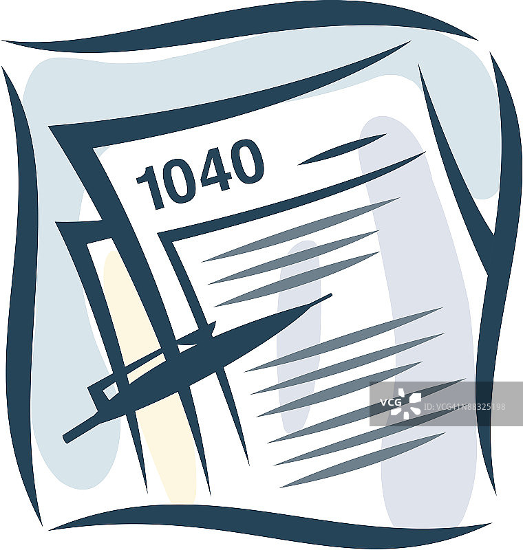 彩色所得税1040表格图片素材