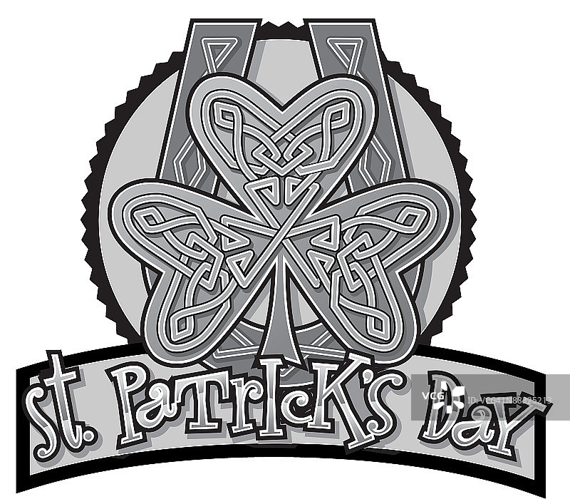 圣帕特里克节爱尔兰符号分层灰度标题（彩色版亦有提供，006C9812）图片素材