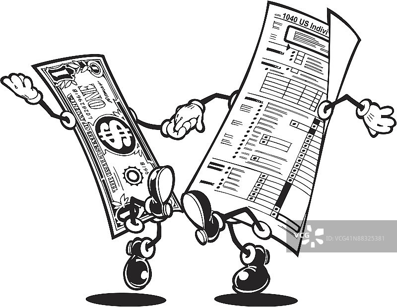 美元和美国1040税务报表动画图片素材