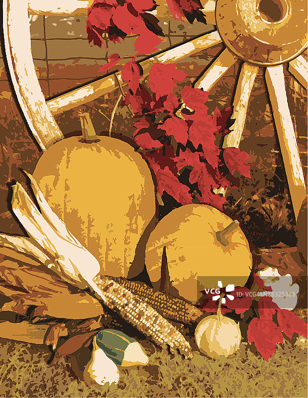 收获蒙太奇，彩色Illustrator Ver. 5照片图片素材