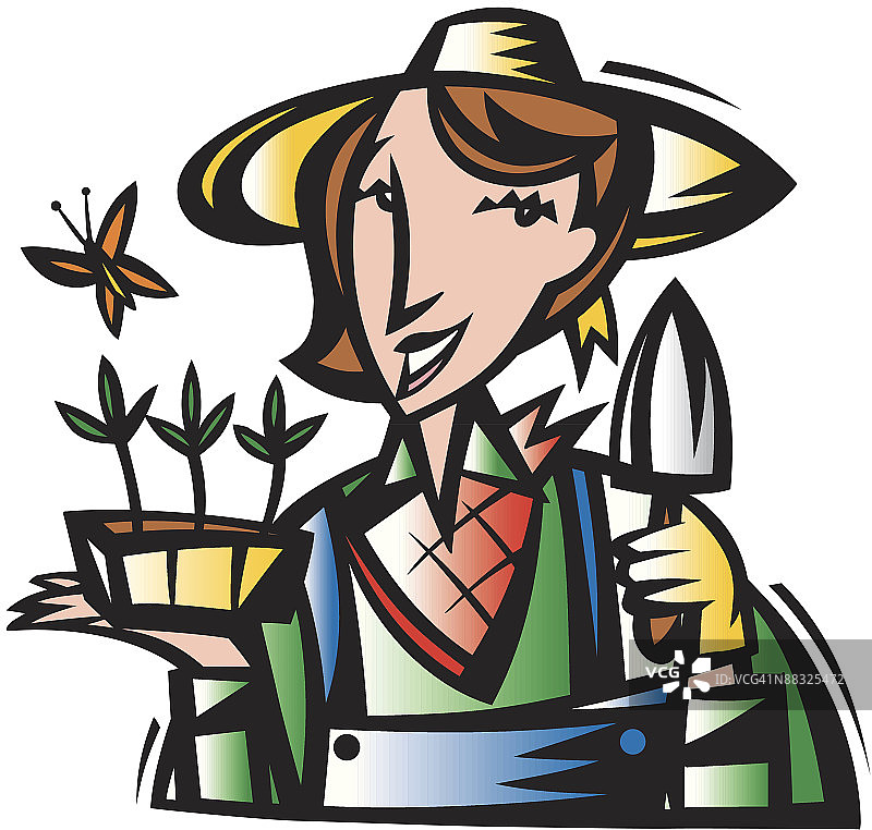 准备种植彩色分层植物的女人图片素材