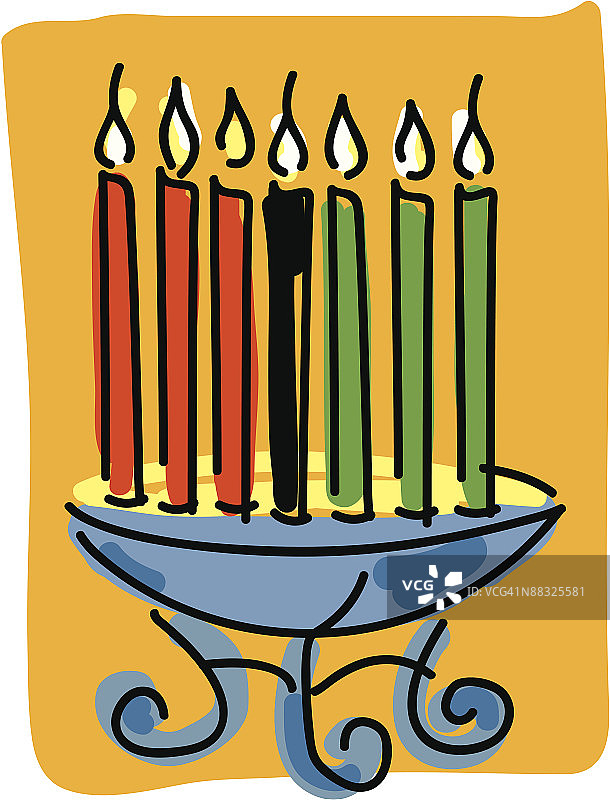 点亮的卡纳拉烛台图片素材