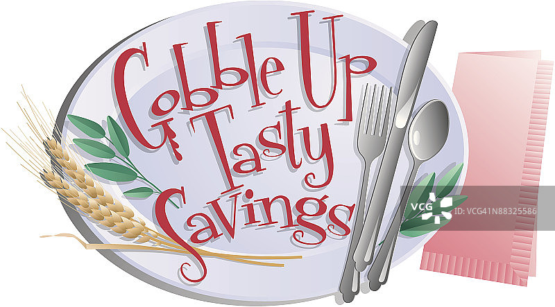 感恩节美味促销彩色餐具图片素材