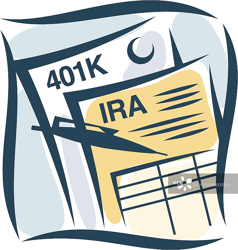 退休表格、个人退休账户、401K彩色图图片素材