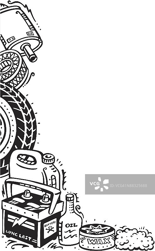 L型汽车用品边框，机油，长寿命电池，汽车蜡图片素材