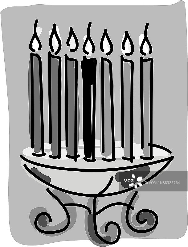 点亮的卡纳拉烛台图片素材